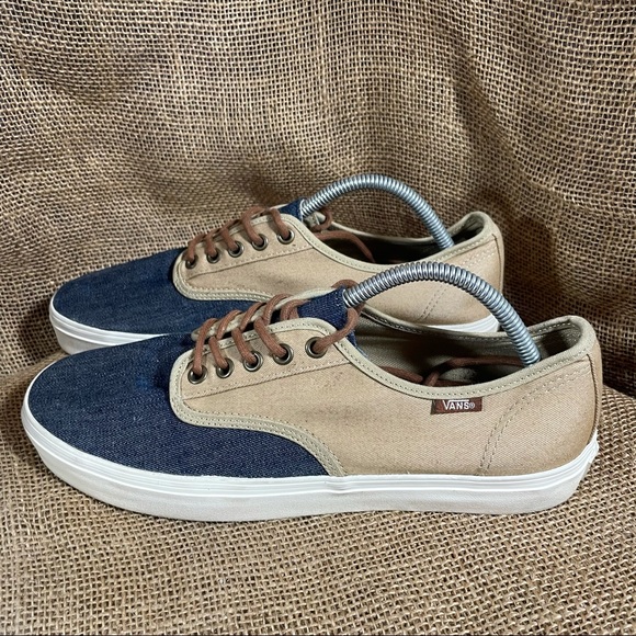 Vans Other - Vans Canvas Lo Two Tone Sneaker Blue Tan Lace up
